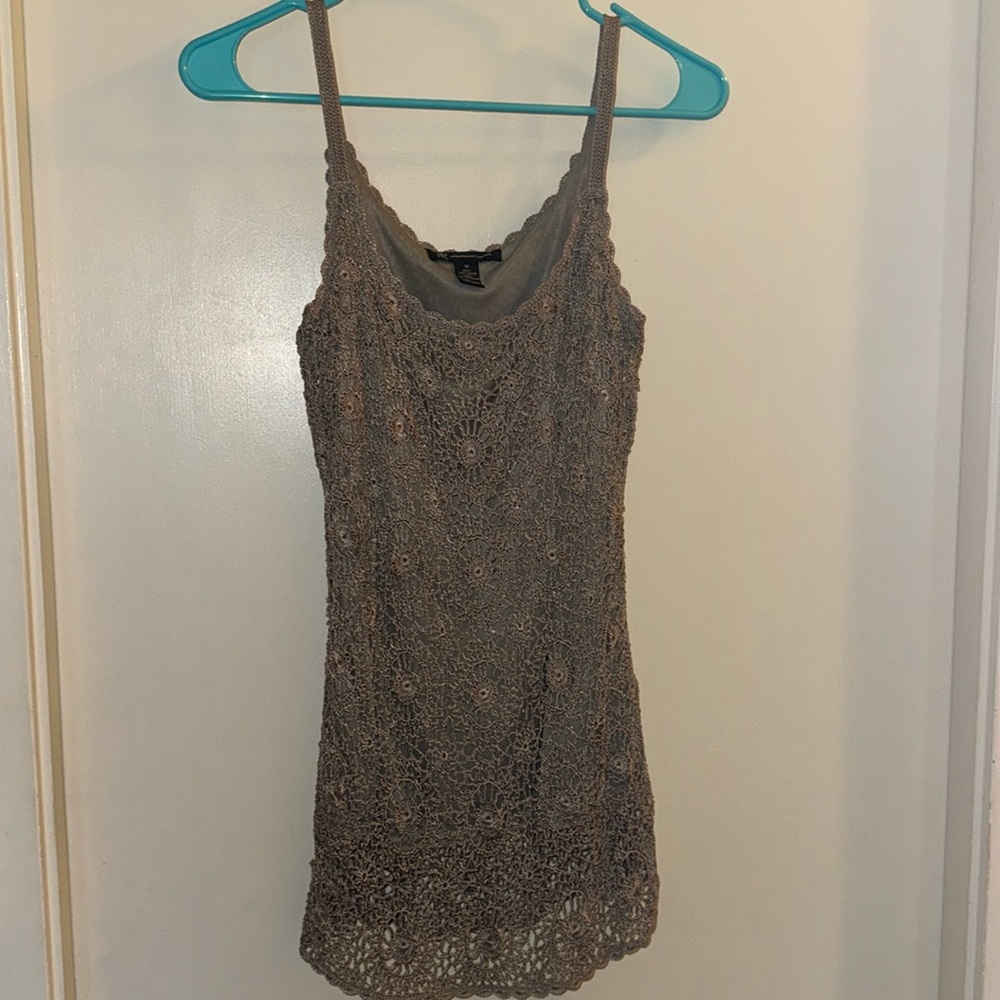 INC International Concepts sand/beige crochet top
